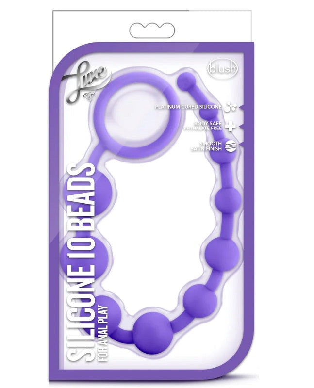 Blush Novelties Luxe Silicone Anal Beads Graduated 10 Bead Design - - Fleshlight Male Masturbators