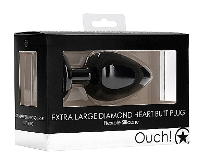 Shots Toys Ouch Diamond Heart Butt Plug Extra Large Premium Silicone - - Breast and Nipple Toys