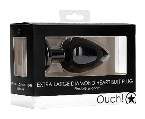 Shots Toys Ouch Diamond Heart Butt Plug Extra Large Premium Silicone - Breast and Nipple Toys