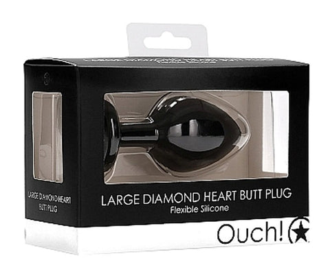 Shots Toys Ouch Diamond Heart Butt Plug Premium Anal Satisfaction Silicone - Butt Plugs