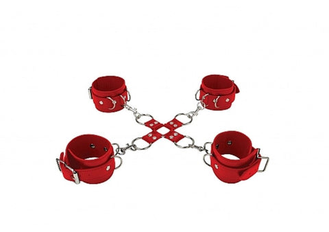 Shots Toys Ouch! Leather Hand and Legcuffs Premium Leather Restraints - Waterproof Vibrators