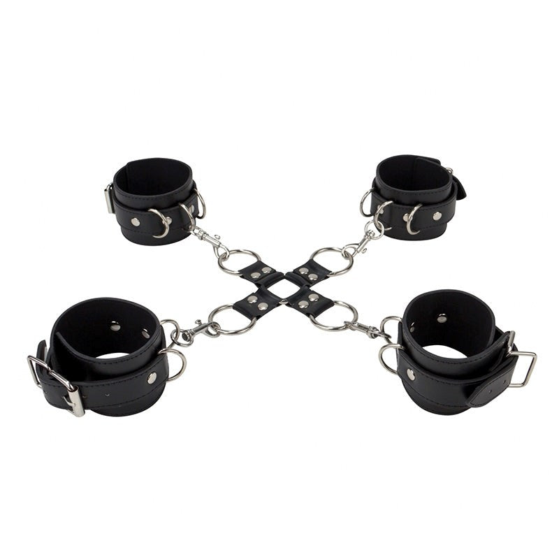 Shots Toys Ouch! Leather Hand and Legcuffs Premium Leather Restraints - - Waterproof Vibrators