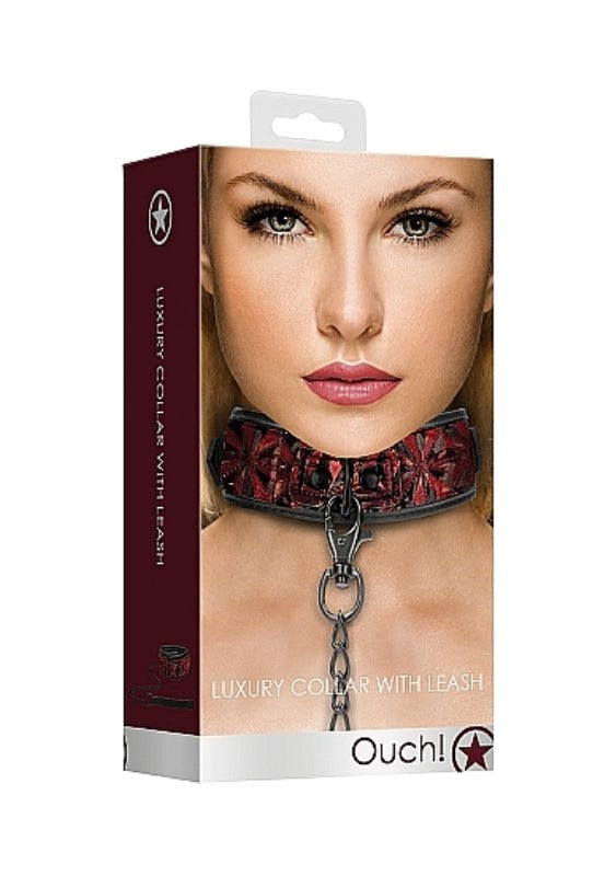 Shots Toys Ouch! Luxury Collar with Leash BDSM Power Exchange Set - - Masks And Blindfolds