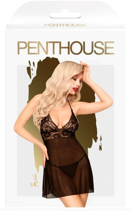 Penthouse Lingerie BEDTIME STORY L/XL Fine Mesh Mini Dress Set - - Teddies and Bodysuits
