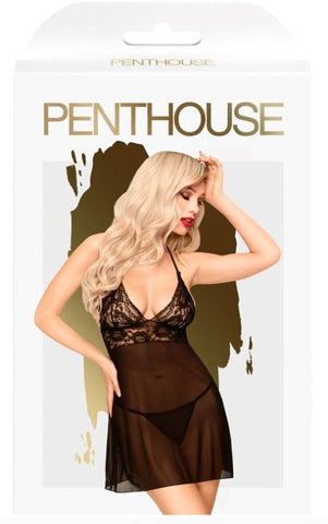 Penthouse Lingerie BEDTIME STORY L/XL Fine Mesh Mini Dress Set - Teddies and Bodysuits