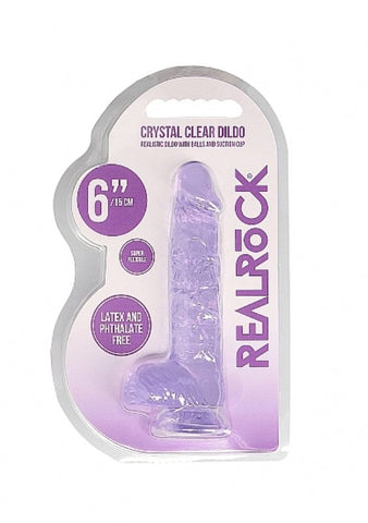 Shots Toys Realrock Crystal Clear Dildo with Balls 6 inch Suction Cup Base - Non-Realistic Dildos