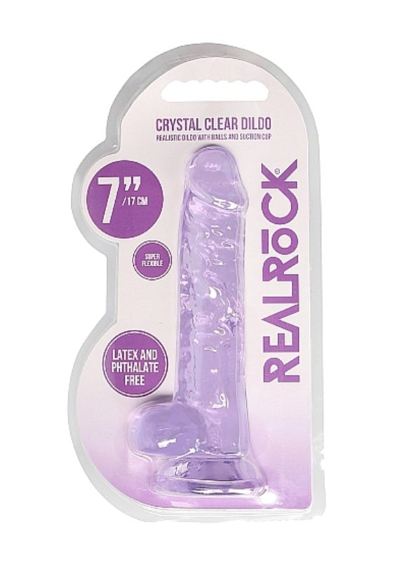 Shots Toys Realrock Crystal Clear Dildo with Balls 7 inch Suction Cup - - Realistic Dildos