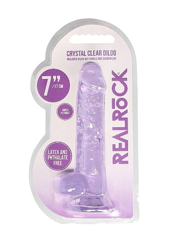 Shots Toys Realrock Crystal Clear Dildo with Balls 7 inch Suction Cup - Realistic Dildos
