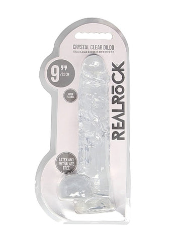 Shots Toys Realrock Crystal Clear Dildo with Balls 9 inch Suction Cup - Luxury Sex Toys
