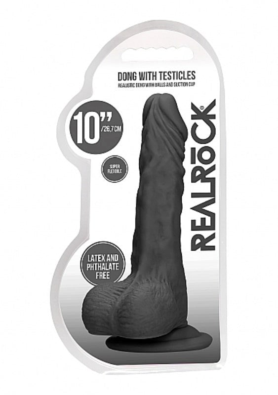 Shots Toys Realrock Skin Dong with Testicles 10 inch Realistic Dildo - - Realistic Dildos