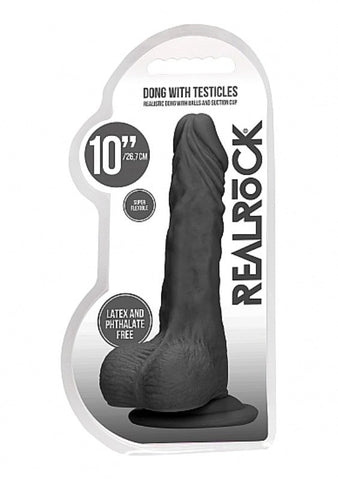 Shots Toys Realrock Skin Dong with Testicles 10 inch Realistic Dildo - Realistic Dildos
