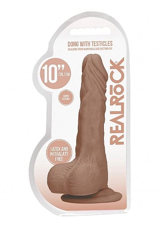 Shots Toys Realrock Skin Dong with Testicles 10 inch Realistic Dildo - - Realistic Dildos