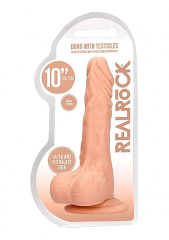 Shots Toys Realrock Skin Dong with Testicles 10 inch Realistic Dildo - Realistic Dildos
