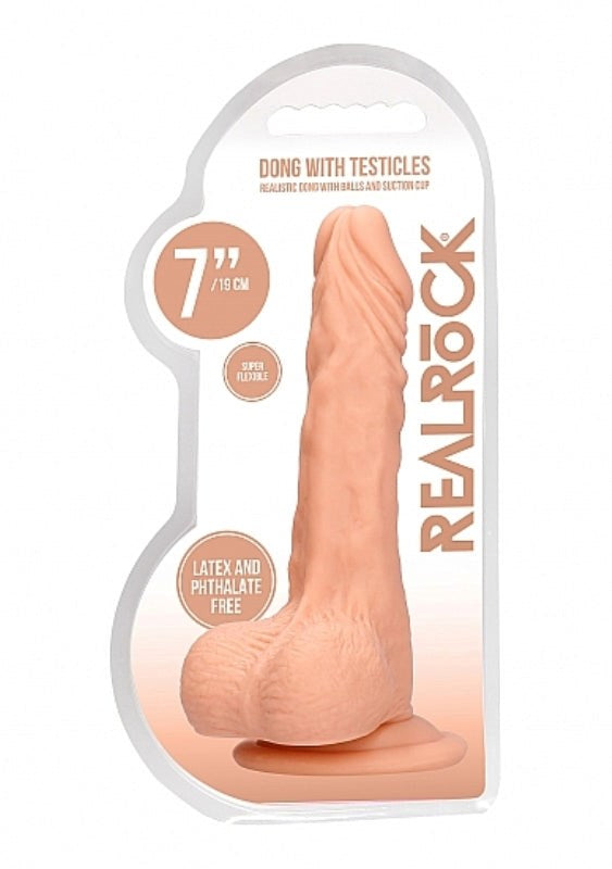 Shots Toys Realrock Skin Dong with Testicles 7 inch Realistic Dildo - - Realistic Dildos