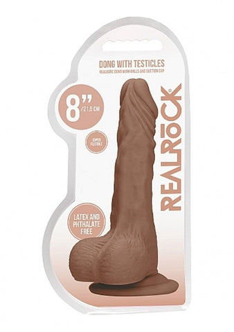 Shots Toys Realrock Skin Dong with Testicles 8 inch Suction Cup Dildo - Realistic Dildos
