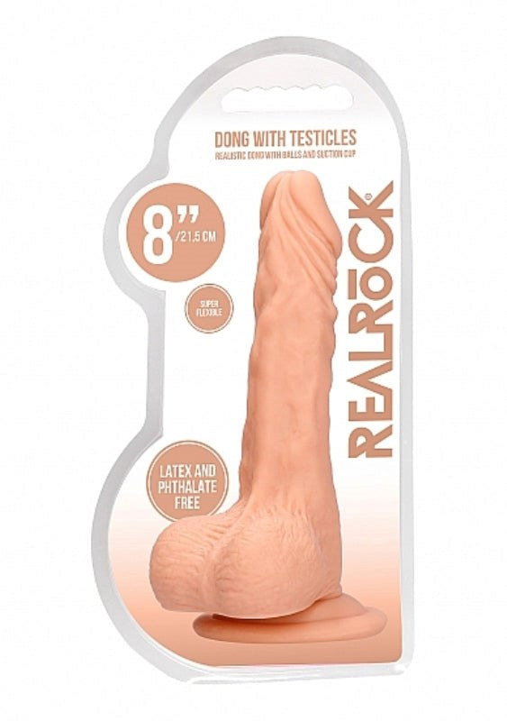 Shots Toys Realrock Skin Dong with Testicles 8 inch Suction Cup Dildo - - Realistic Dildos