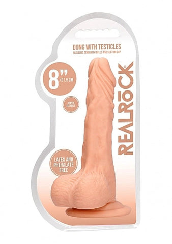 Shots Toys Realrock Skin Dong with Testicles 8 inch Suction Cup Dildo - Realistic Dildos