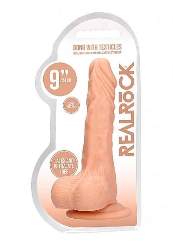 Shots Toys Realrock Skin Dong with Testicles 9 inch Suction Cup Base - - Realistic Dildos