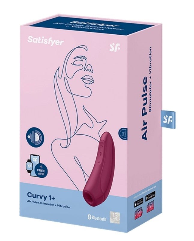 Satisfyer Curvy 1+ App Controlled Air Pulse Vibrating Clitoral Massager - - Clit Ticklers and Pulsators