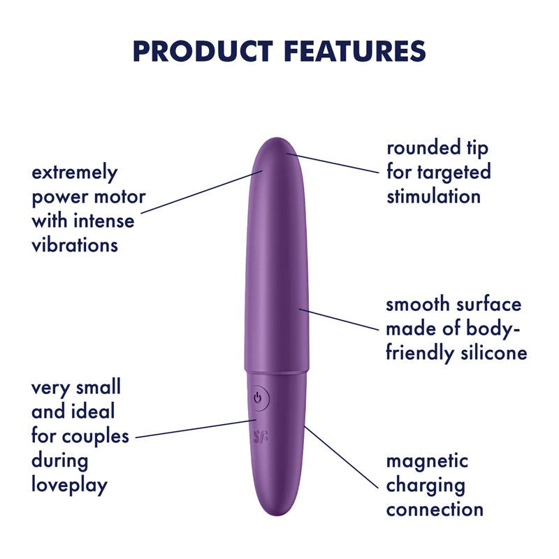 Satisfyer Ultra Power Bullet 6 Waterproof Mini Vibrator 12 Functions Clitoral - - Bullet Vibrators