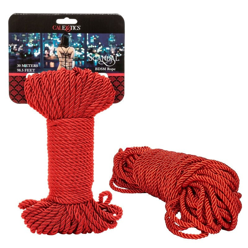 California Exotics Scandal BDSM Rope 30m Red Black Cotton Blend - Cuffs and Restraints