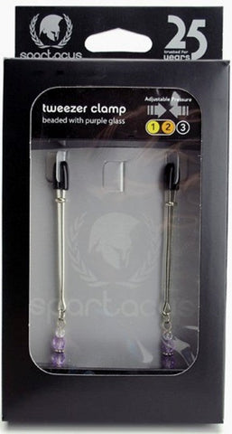 Spartacus Enterprises Adjustable Tweezer Clamps with Beaded Glass Nipple Clamps - Luxury Sex Toys
