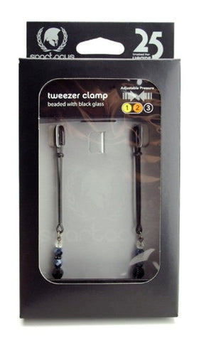 Spartacus Enterprises Adjustable Tweezer Clamps with Beaded Glass Nipple Clamps - Luxury Sex Toys