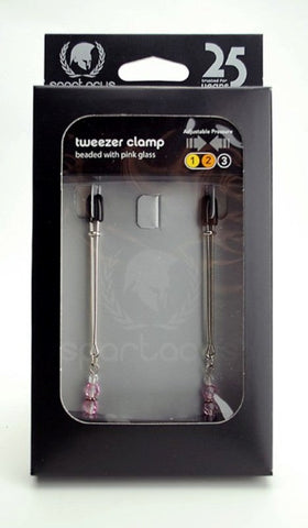Spartacus Enterprises Adjustable Tweezer Clamps with Beaded Glass Nipple Clamps - Luxury Sex Toys