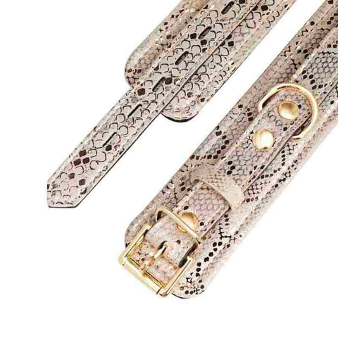 Spartacus Snake Print Microfiber Ankle Restraints with Lambskin Padding - Butt Plugs