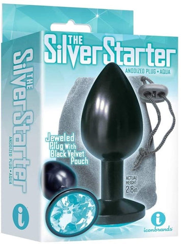 Icon Brands The 9s Silver Starter Anodized Plug Cobalt Blue Steel - Butt Plugs