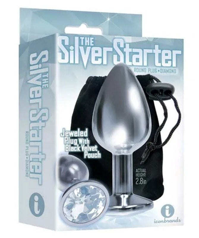 Icon Brands Silver Starter Heart Jewelled Butt Plug with Crystal Base - Butt Plugs