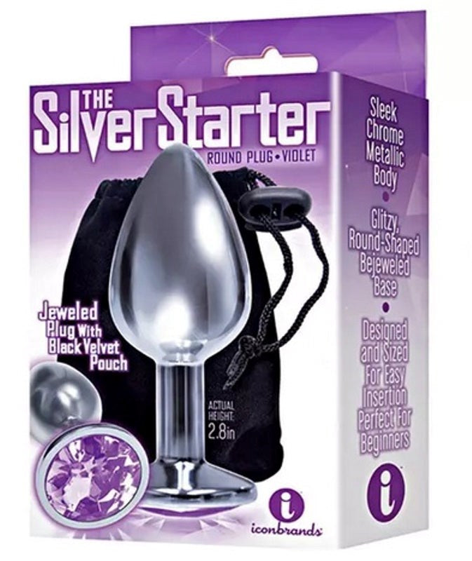 Icon Brands Silver Starter Heart Jewelled Butt Plug with Crystal Base - Butt Plugs