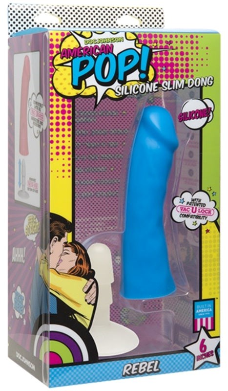 Doc Johnson American Pop Rebel Silicone Slim Dong Premium Silicone Dildo - - G-Spot Vibrators