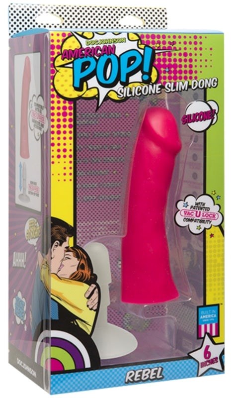 Doc Johnson American Pop Rebel Silicone Slim Dong Premium Silicone Dildo - - G-Spot Vibrators
