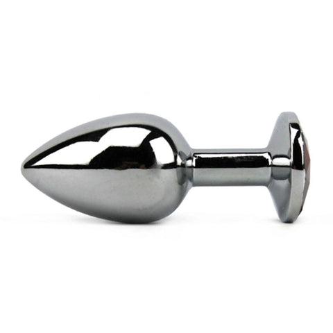 BDStyle Attractive Steel Butt Plug Medium with Yellow Gemstone Accent - Steel Sex Toys