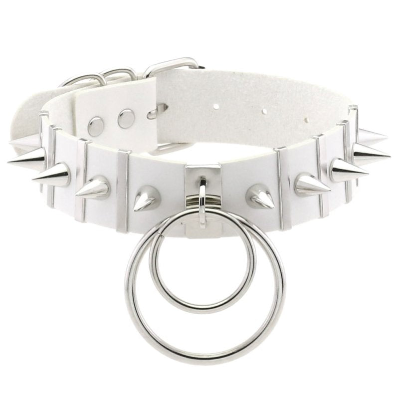 BDStyle BDSM Spiked Collar PVC With Pendant Adjustable Power Exchange - Masks And Blindfolds