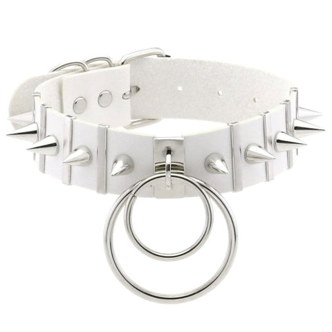 BDStyle BDSM Spiked Collar PVC With Pendant Adjustable Power Exchange - Masks And Blindfolds