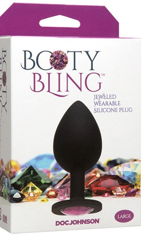Doc Johnson Booty Bling Large Silicone Butt Plug with Jeweled Base - Clit Ticklers and Pulsators