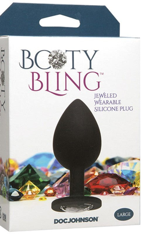 Doc Johnson Booty Bling Large Silicone Butt Plug with Jeweled Base - Clit Ticklers and Pulsators
