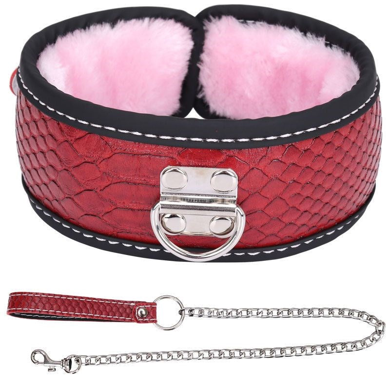 BDStyle Colorful BDSM Collar With Lead Premium Faux Leather Power Play - Steel Sex Toys