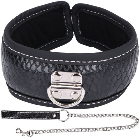BDStyle Colorful BDSM Collar With Lead Premium Faux Leather Power Play - Steel Sex Toys