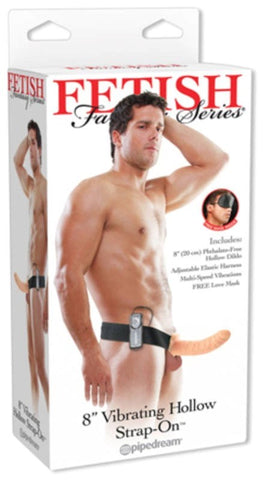 Pipedream Products Fetish Fantasy 8 inch Vibrating Hollow Strap On Dildo - Strap On Sextoys