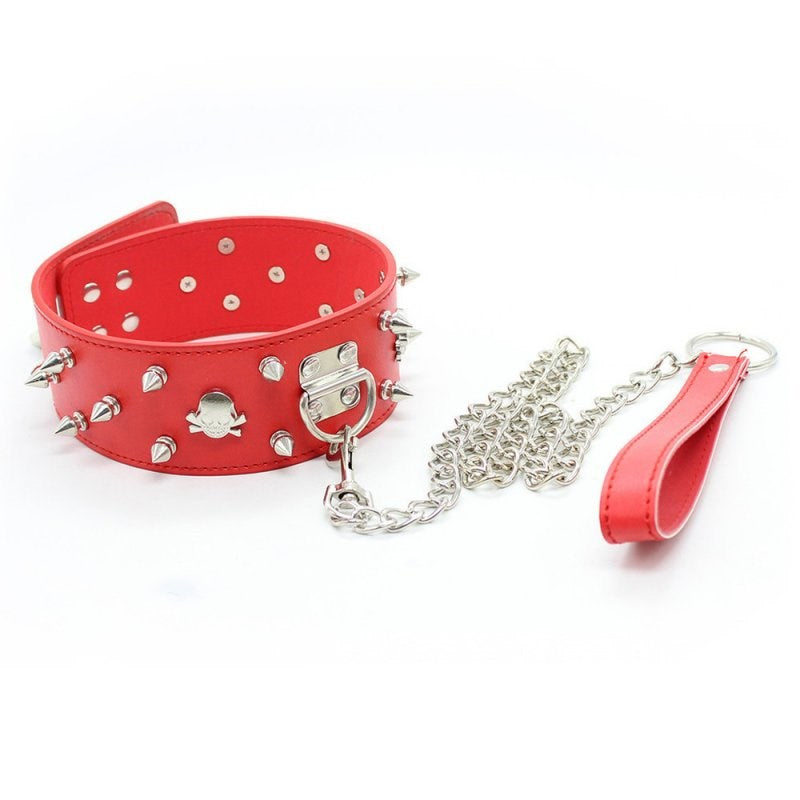 BDStyle Flat Head Collar Lockable With Full Spikes BDSM Restraint Collar - Anal Beads and Balls