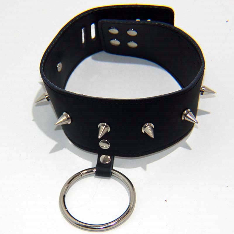 BDStyle Sharp Spikes Collar Lite BDSM Collar with Seven Spikes and O Ring - Masks And Blindfolds