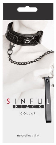 NS Novelties Sinful Collar with Adjustable D Ring Design - Collars and Leads