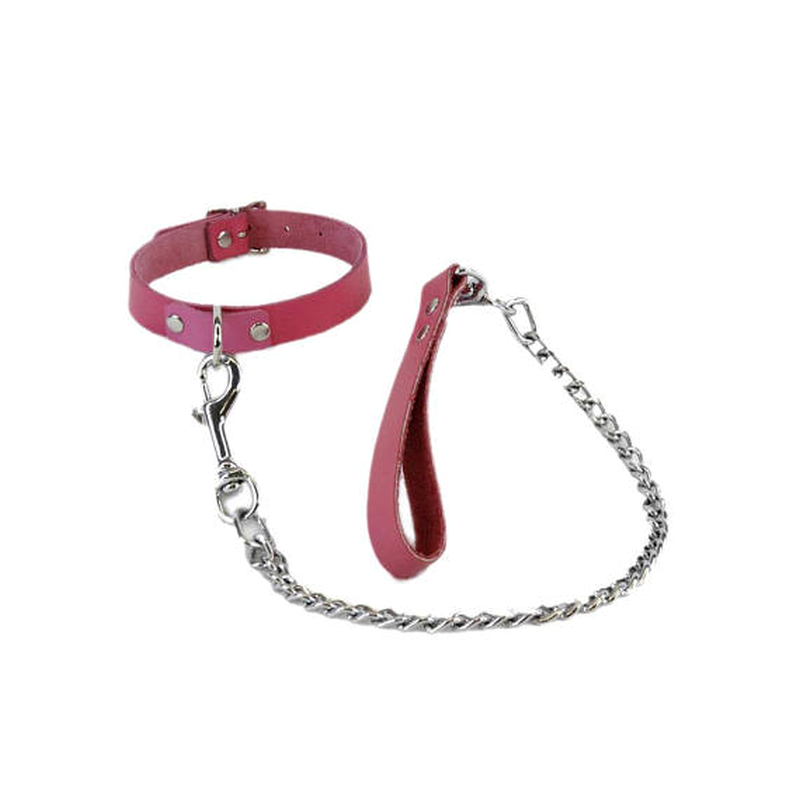 Hells Couture Slave Bondage Collar with Lead Genuine Leather Control - - Collars and Leads