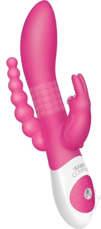 Xgen Products The Beaded DP Rabbit Triple Stimulation Rechargeable Vibrator - - Clit Ticklers and Pulsators