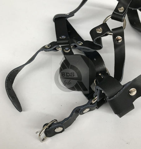 BDStyle The Crucible Face Harness Pink Faux Leather Pony Play Restraint - Remote Control Vibrators