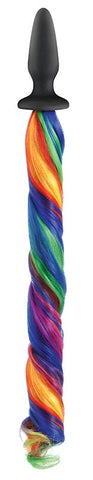 NS Novelties Magical Unicorn Tail Plug Silky Silicone Tapered Design Butt Plug - Collars and Leads