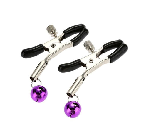 BDStyle Adjustable Nipple Clamps With Bell Sensation Play - Nipple and Clit Clamps